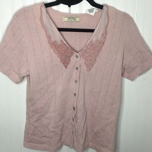 Vintage Guess Lace Embroidered Collared Shirt